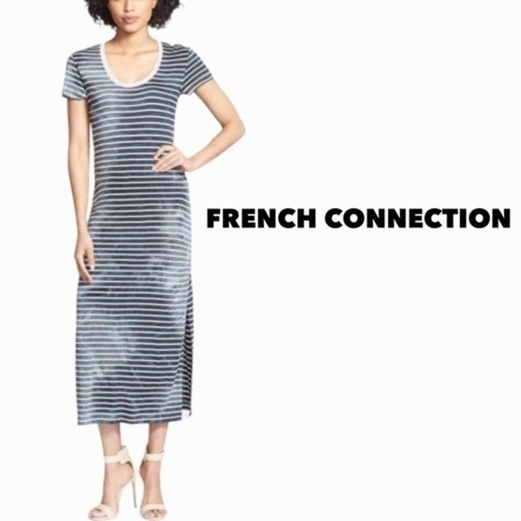 French Connection Amelia striped midi dress size 10 - Picture 1 of 9